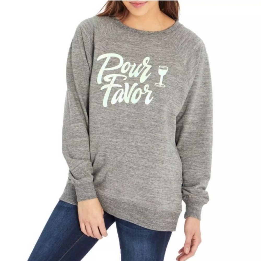 Wildfox Sweatshirt Oversized Pour Favor Gray Statement Streetwear Size Small